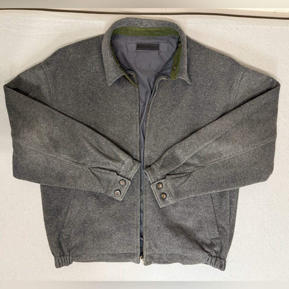 Daniel David Men’s Gray Wool Bomber Reversible Jacket Leatherneck Y2K